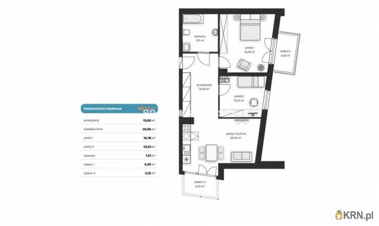 3 pokojowe, Mieszkanie  na sprzedaż, Kraków, Wzgórza Krzesławickie, ul. Polskich