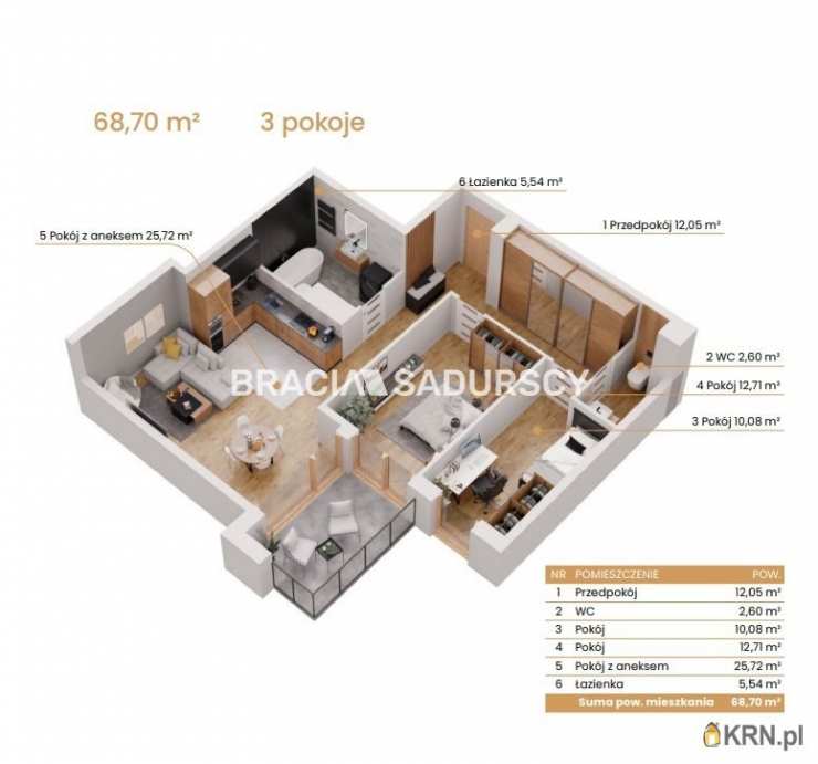 Mieszkanie  na sprzedaż, 3 pokojowe, Katowice, ul. Ceglana