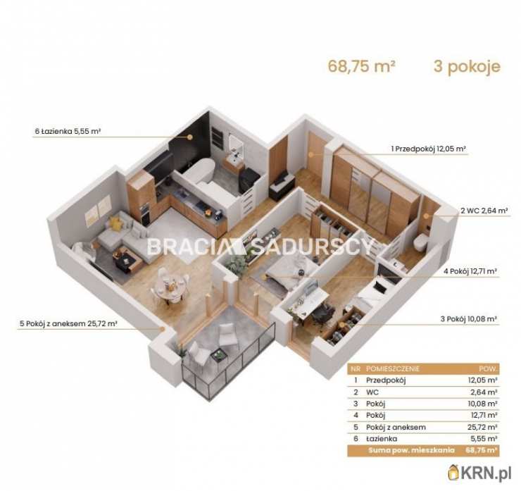 Mieszkanie  na sprzedaż, 3 pokojowe, Katowice, ul. Ceglana