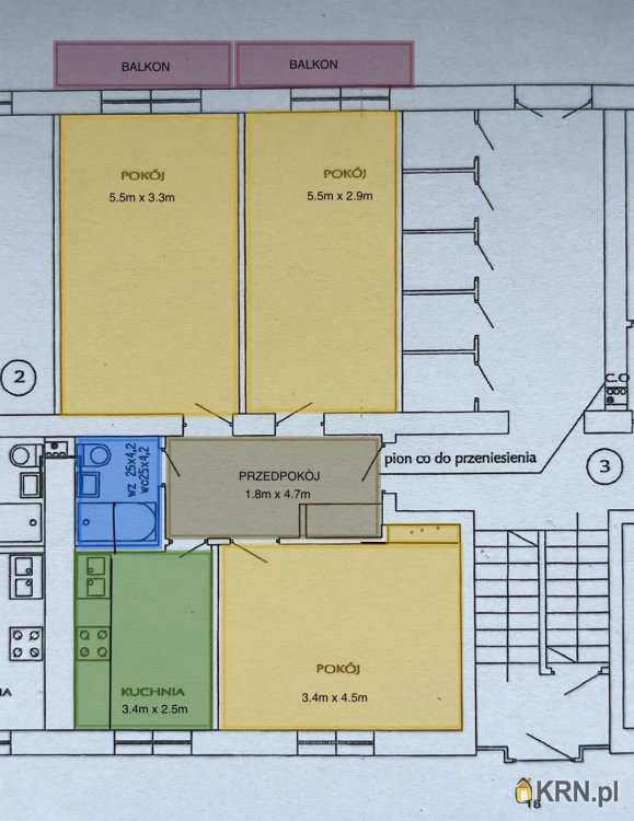 3 pokojowe, Mieszkanie  na sprzedaż, Wrocław, Krzyki, ul. Przestrzenna