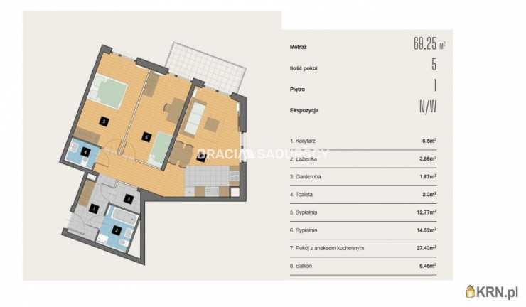 5 pokojowe, Mieszkanie  na sprzedaż, Kraków, Krowodrza, ul. Kijowska