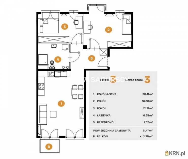 Kraków, Bronowice, ul. Na Błonie, Mieszkanie  na sprzedaż, 3 pokojowe