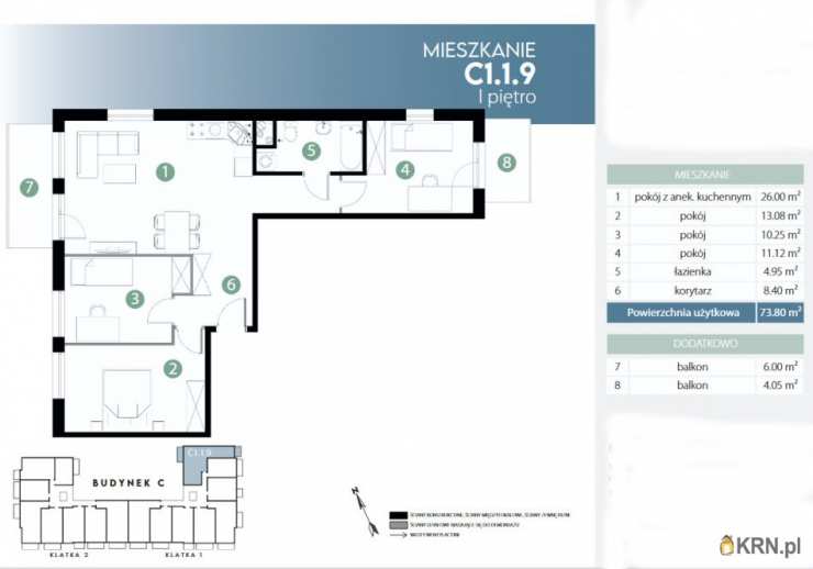 4 pokojowe, Wrocław, Fabryczna, ul. , Mieszkanie  na sprzedaż