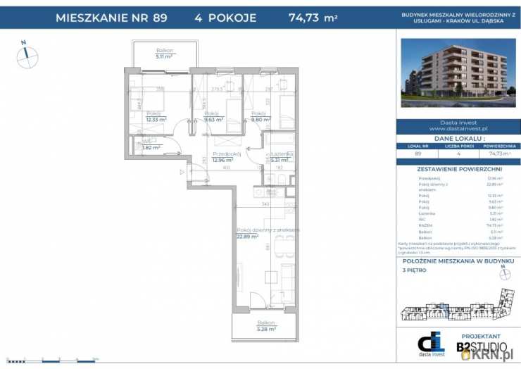 Mieszkanie  na sprzedaż, Kraków, Grzegórzki, ul. Dąbska, 4 pokojowe