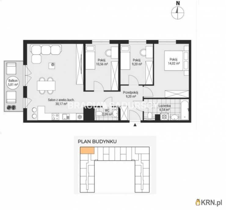 Kraków, Podgórze/Rybitwy, ul. T. Śliwiaka, Mieszkanie  na sprzedaż, 4 pokojowe