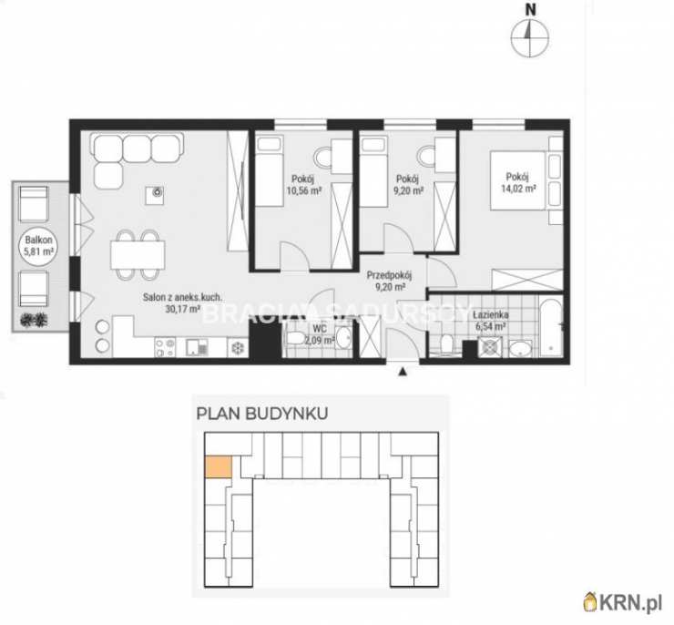 Mieszkanie  na sprzedaż, 4 pokojowe, Kraków, Podgórze/Rybitwy, ul. T. Śliwiaka