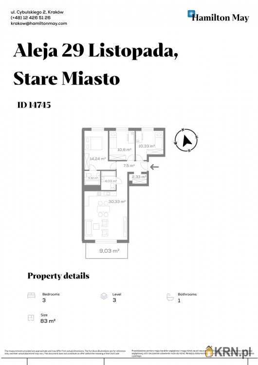 Kraków, Stare Miasto, ul. 29 Listopada, , Mieszkanie  na sprzedaż