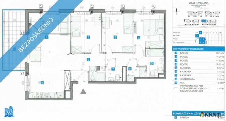 5 pokojowe, Mieszkanie  na sprzedaż, Warszawa, Ursynów, ul. Taneczna