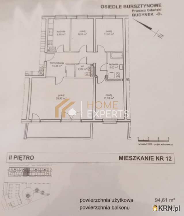 4 pokojowe, Mieszkanie  na sprzedaż, Pruszcz Gdański, ul. Jana z Kolna